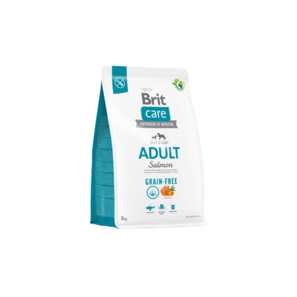 Brit Care Salmon Adulto es una fórmula hipoalergénica libre de granos para perros adultos de razas pequeñas y medianas (1 a 25 kg). Fórmula hipoalergénica libre de granos para perros adultos de razas pequeñas y medianas (1 a 25 kg). Alimento Super Premium libre de granos que brinda apoyo a la salud de la piel y pelaje; del sistema circulatorio y corazón; una condición física y sistema inmune óptimo.