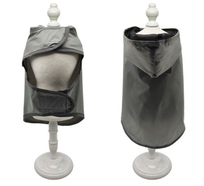 Impermeable perro gorro gris 2
