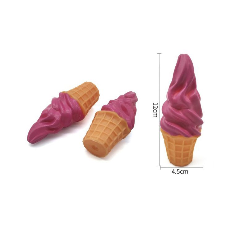 Mordedor para Perros Forma Helado, Juguete de goma con sonido, seguro y colorido. Ideal para perros pequeños y medianos. Estimula y entretiene.