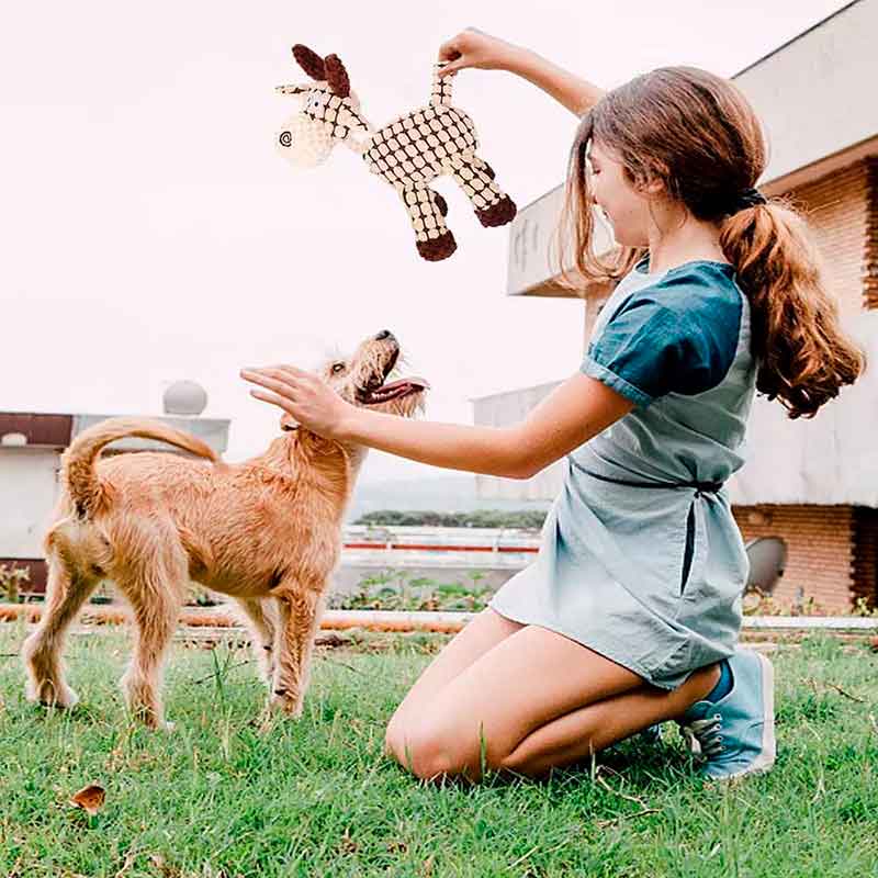 Juguete Peluche de Cabra para perros presenta un diseño encantador que seguramente captará la atención de tu mascota. Fabricado con material de felpa suave y duradero, este juguete es perfecto para que tu perro lo abrace, muerda y juegue sin preocupaciones.
