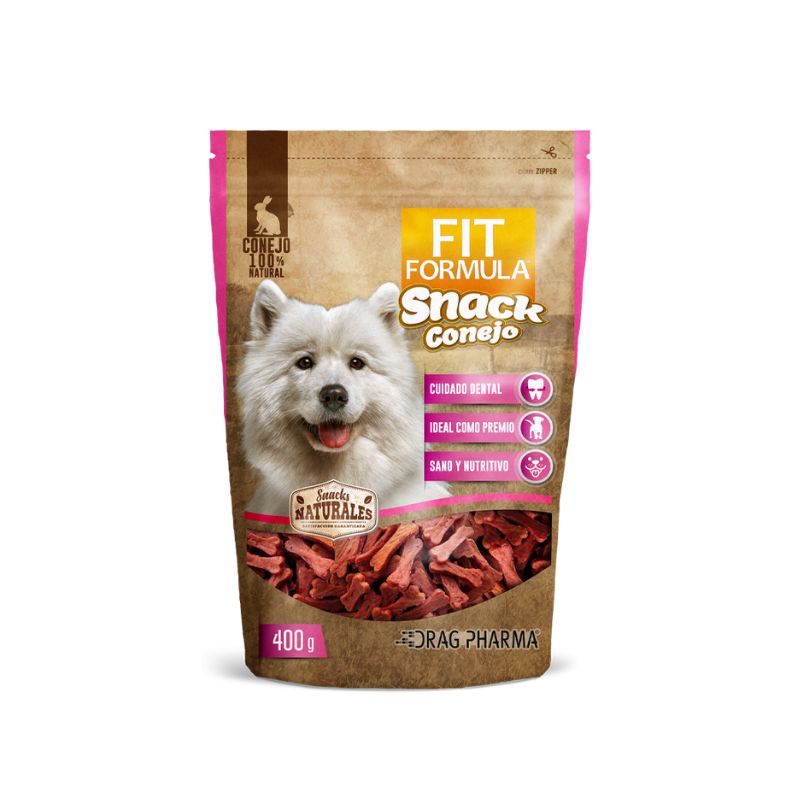 Snack Fit Formula Conejo Snack Fit Formula Conejo es el premio perfecto para tu perro, ofreciendo una combinación deliciosa y saludable que mantiene a tu mascota entretenida mientras apoya su salud dental. Formulado especialmente para perros mayores de 3 meses, este snack no solo satisface el paladar de tu mascota con carne de conejo 100% natural, sino que también contribuye al cuidado de sus dientes y encías. Snack Fit Formula Conejo se convierte en una opción ideal para recompensar a tu perro y promover su bienestar general con un sabor que disfrutará y un beneficio que apreciará.